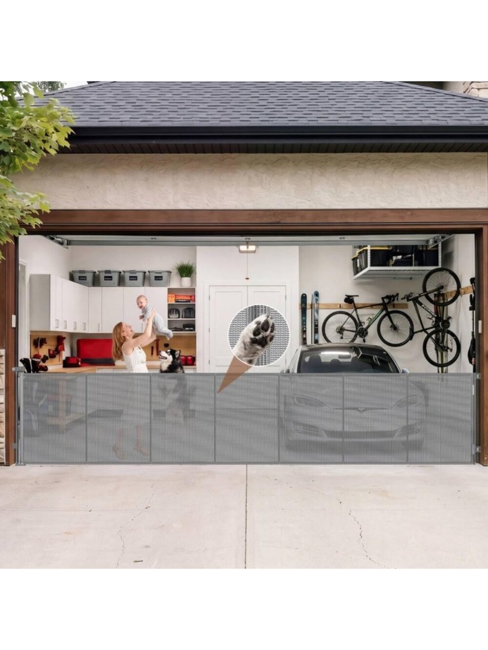 Extra Wide 200-Inch Retractable Baby Gate, 37" Tall, Gray - Durable & Safe